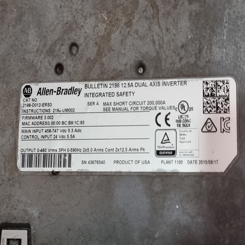 ALLEN-BRADLEY 2198-D012-ERS3 KINETIX 5700 SERVO DRIVE