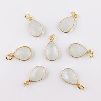 15x10mm Natural Pear Shape Gemstone Gold Vermeil 925 Sterling Silver Pendant