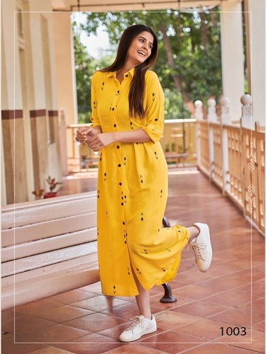 Komal Yellow Rayon Kurti