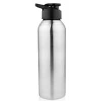 750ml Stainless Steel Bottle With Sipper Cap - 1 L Capacity, Screw Cap Design, Polished Finish, Suitable For Water Storage, Silver Color