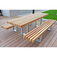 Jumbo Play - 8 Seater Rectangular Bench, Iron And Solid Wood, Modern Design With Powder Coated Finish