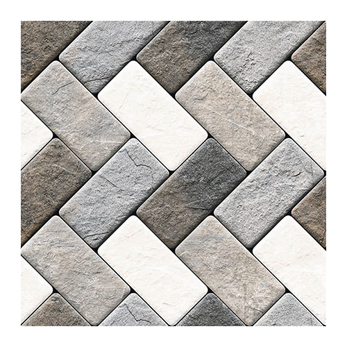 Grey Brick Type Satin Matt Punch Series Tiles - Full Body Treatment, 400x400mm Size, Slip-Resistant, Fire-Resistant, Elegant Grey Finish