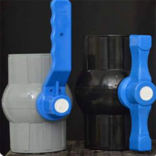 PP Black Gray Solid Ball Valve (Light) - PP Plastic 15-100 mm Black/Grey, Blue Handle, 10 Bar Pressure, Fluid Control