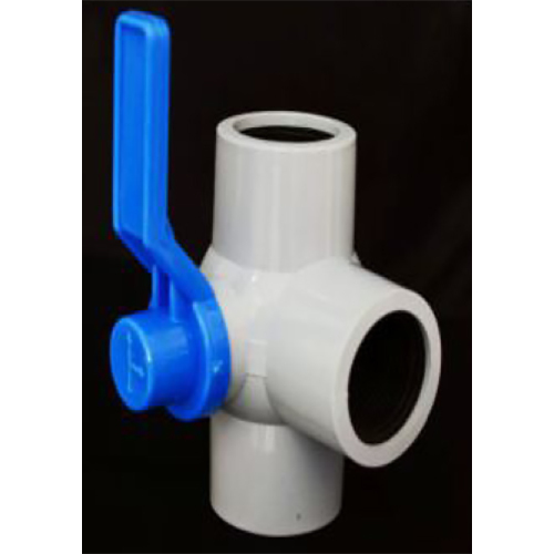 PP 3 Way Solid Ball Valve - PP Material, Size 15-80 mm, White Color | Durable and Versatile Flow Control Solution