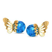 Golden Aaditri Blue Topaz Butterfly Yellow Gold Studs Earrings