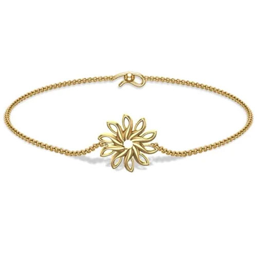 Golden Yellow Gold Alyce Flower Chain Bracelet