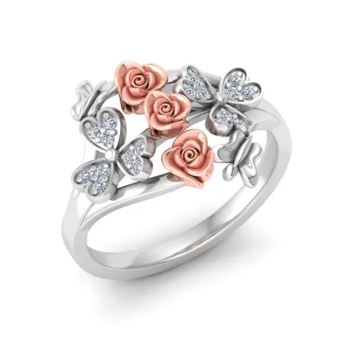 925 Sterling Silver 2-Tone Gold Ilyana Diamond Ring