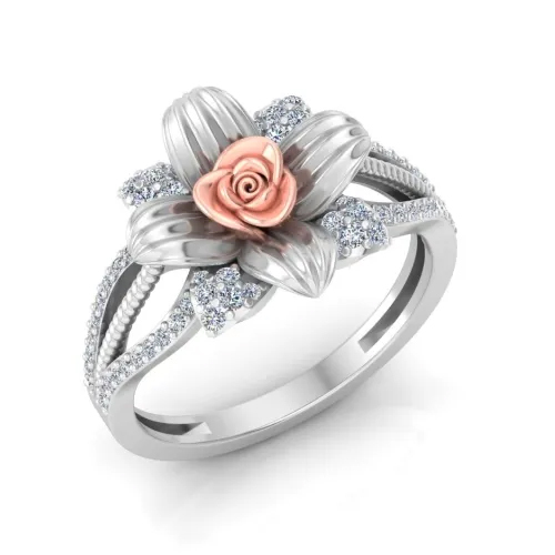 925 Sterling Silver 2-Tone Gold Geema Diamond Ring