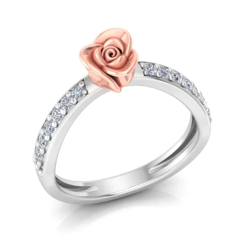 925 Sterling Silver 2-Tone Gold Ginni Diamond Ring