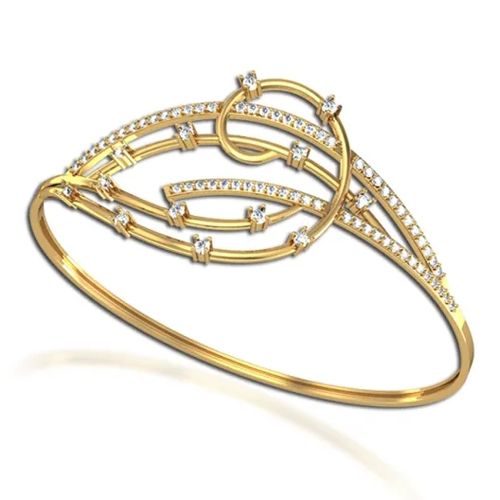 14K Yellow Gold Aroma Diamond Bangle