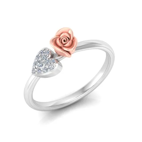 925 Sterling Silver 2 Tone Gold Aarvi Diamond Ring
