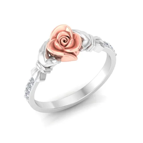 925 Sterling Silver 2 Tone Gold Anamika Gold Diamond Ring