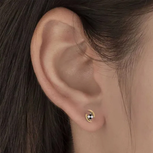 Yellow Gold Adaline Black Diamond Earrings