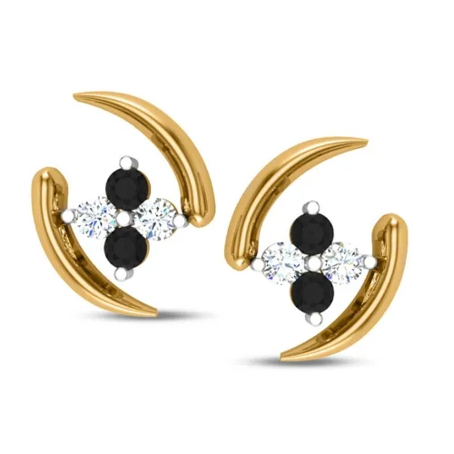 Yellow Gold Adaline Black Diamond Earrings