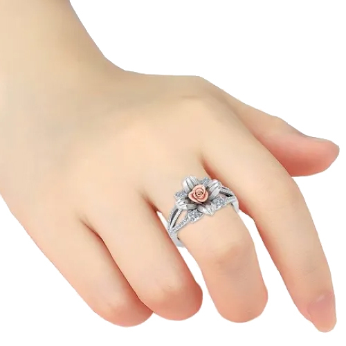 925 Sterling Silver 2-Tone Gold Geema Diamond Ring