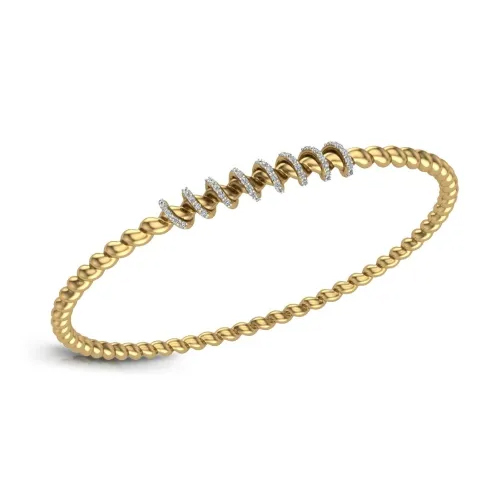 14K Yellow Gold Aachal Diamond Bangle