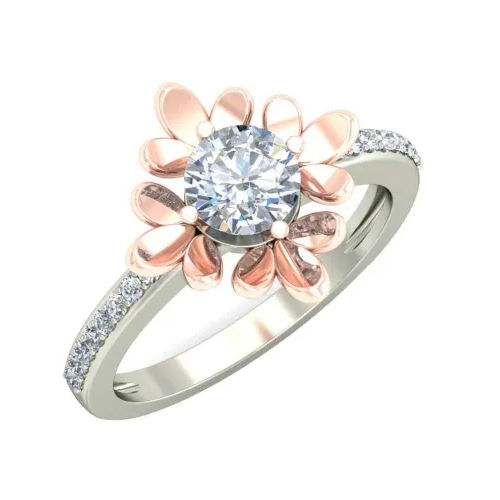 18K 8G White Gold Raashi Flower Ring Excellent