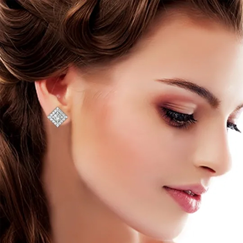 925 Silver Earrings Cubic Stud For Women And Girls