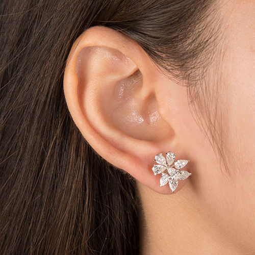 Pyramid Silver Diamond Studs Gold Finish Designer Earrings For Men