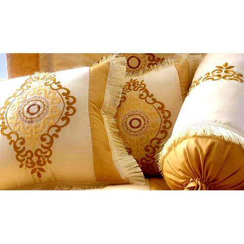 Brown Embroidery Bed Cover And Cushion Set