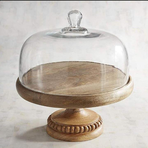 Wood Glass Domes With Stand
