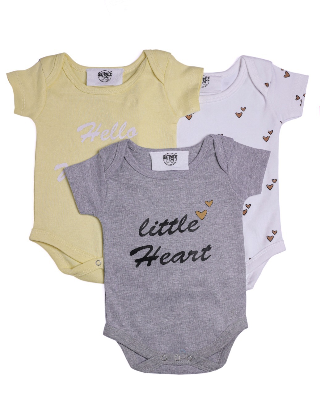 Sopiee 100 percent Organic Cotton Baby Boys Girls One Piece Rompers Onesies Bodysuit (Pack Of 3)