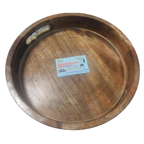 Wooden Serving Tray - 12x12 Inch Round, High Quality Mango Wood with Carved Design & Custom Sizes Available
