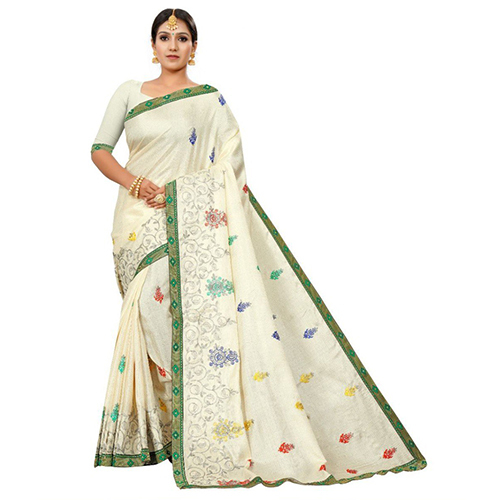 Handloom Khadi Silk Saree - White Color | Elegant Casual Attire for Everyday Wear