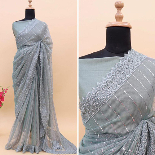 Grey Ladies Silk Saree