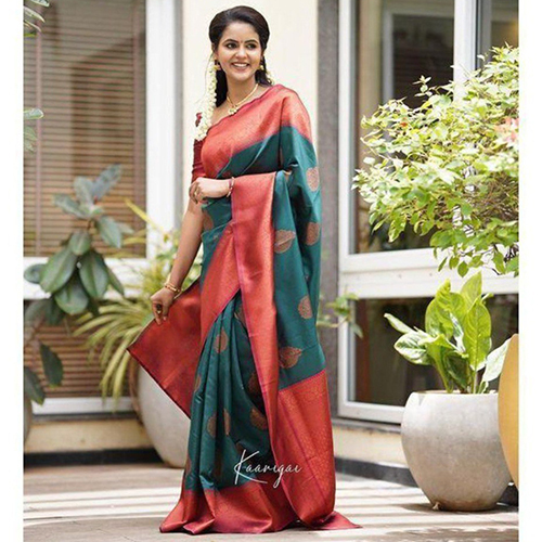 Green Ladies Lichi Silk Saree