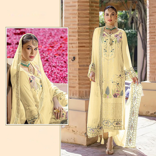 Yellow Designer Georgette Salwar Suit