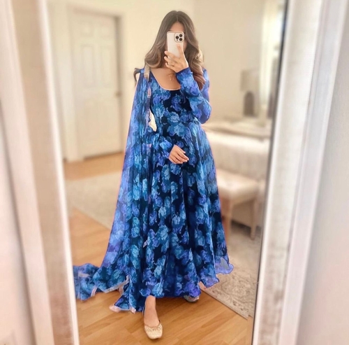 Farah Blue Georgette Gown