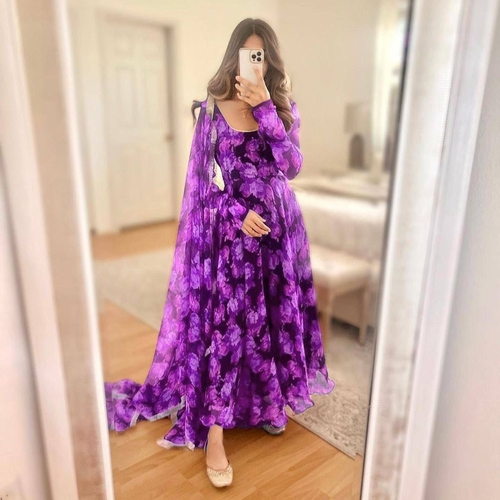 Farah Purple Georgette Gown