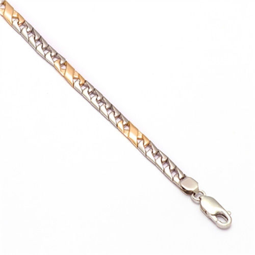 Silver-Gold Mens Platinum Tight Curb Two Tone Chain