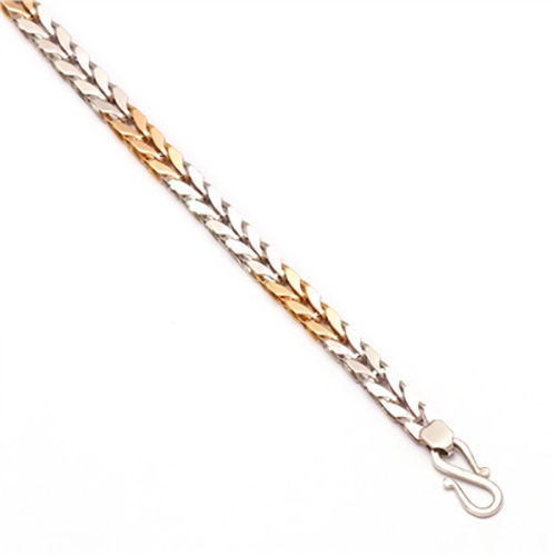 Silver-Gold Mens Platinum Designer Two Tone Curb Chain