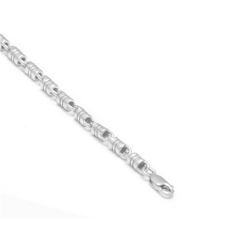 Silver Platinum Barrel Link Chain