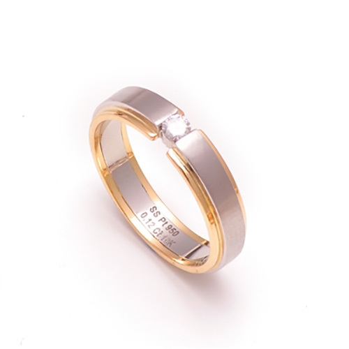 Platinum Presents Two Tone Single Diamond Studded Ring