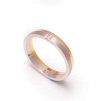 Unique Two Tone Diamond Studded Ring - Platinum & Gold Plating, Silver-gold Color, Male Design For Engagement, Anniversary, Party, Wedding