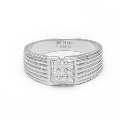 Silver Mens Platinum Diamond Studded Ring