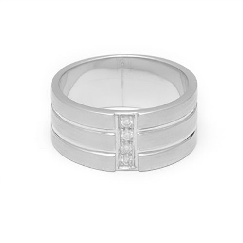 Silver Men Platinum Diamond Round Rings