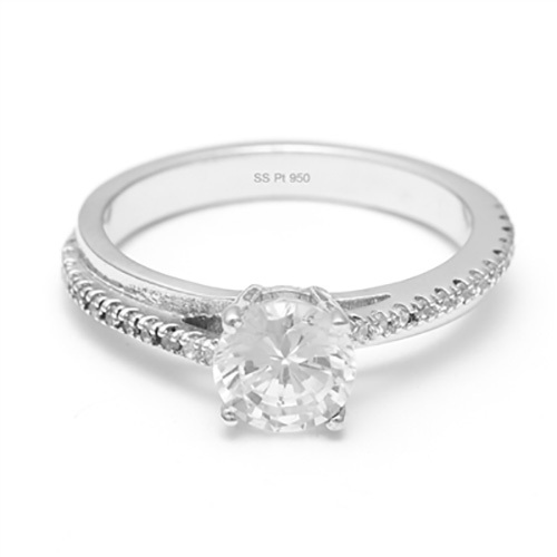 Ladies Platinum Diamond Studded Engagement Ring
