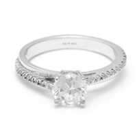 Ladies Platinum Diamond Engagement Ring - Platinum Material, Elegant Silver Color | Long Lasting Platinum Plating, Stunning Diamond Accent