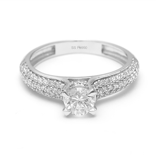 Platinum Solitaire With 4 Claw Fitted Diamond Ring