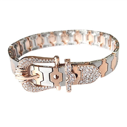 Platinum And Rose Gold Two Tone Buckle Bracelet Gender: Female