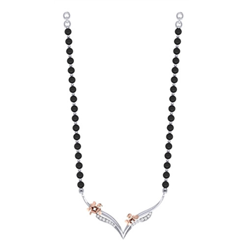 Diamond Studded Sleek Platinum Mangalsutra
