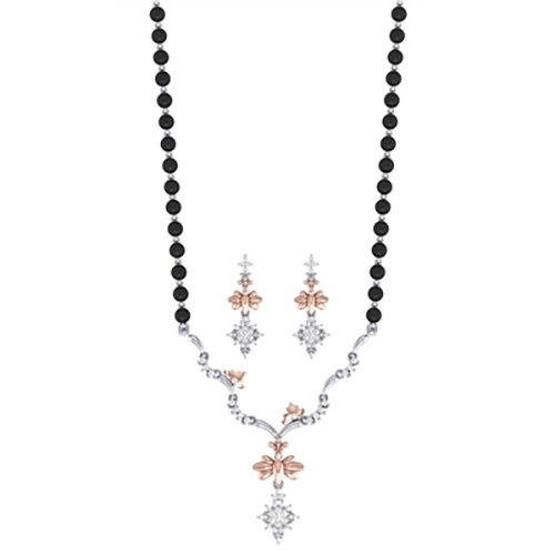 Platinum And Rose Gold Studded Mangalsutra