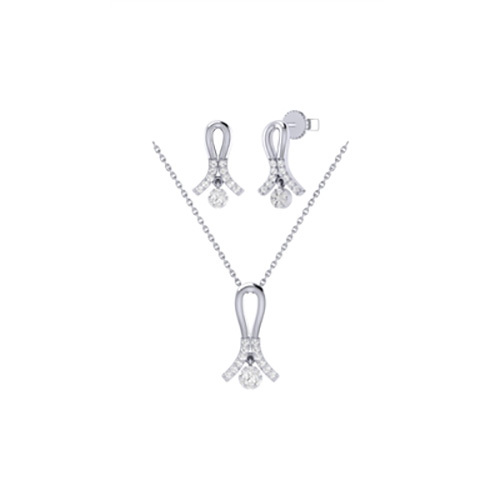 Cluster Of Diamonds Necklace Small Pendant Set