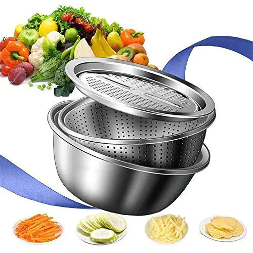 Drain Basket Vegetable Cutter  3 In 1 Kitchen Multipurpose Julienne Grater