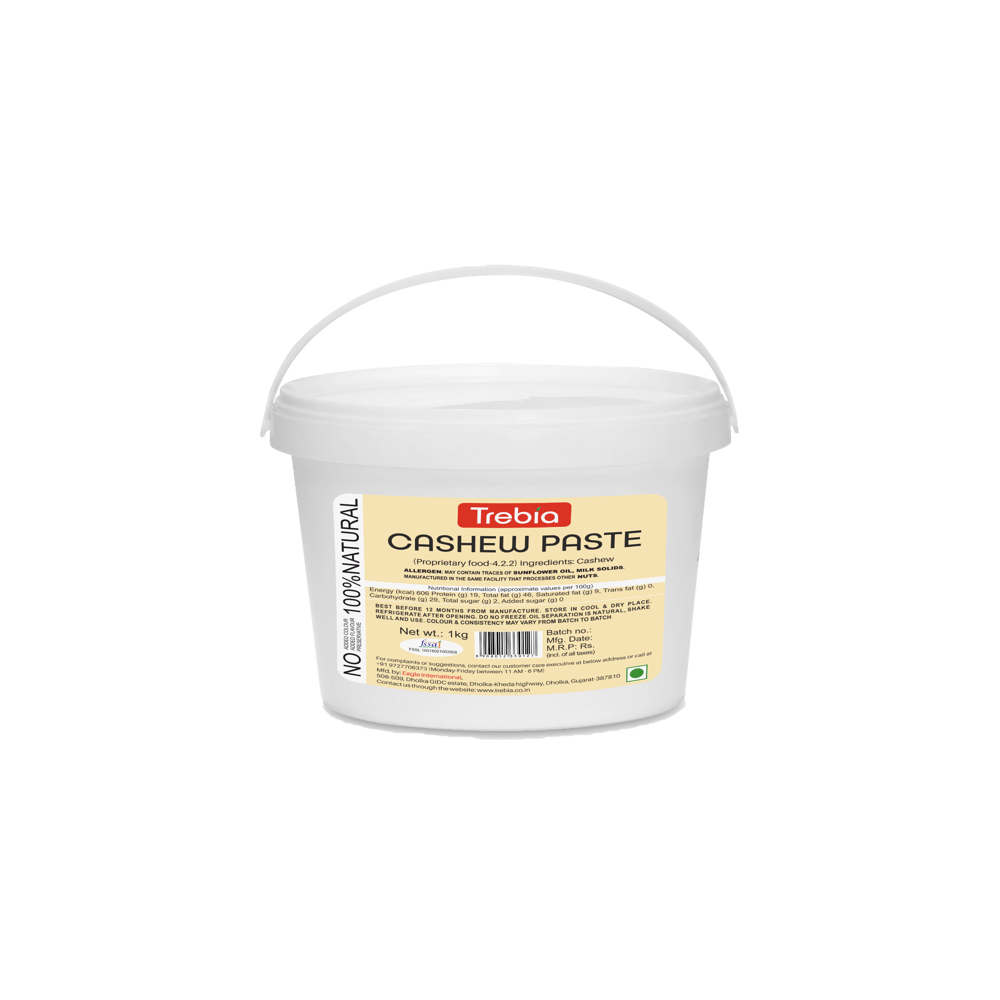 Trebia Cashew Paste 1kg / 100% Natural / 100% Roasted Cashews - Additional Ingredient: None