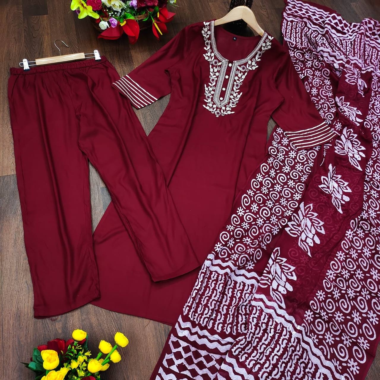 Isha Maroon Rayon Kurti